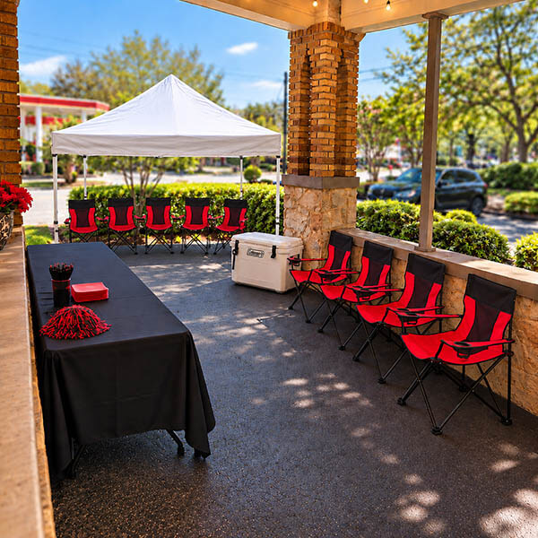 Club Dawgwood Portico plus Tent private tailgate